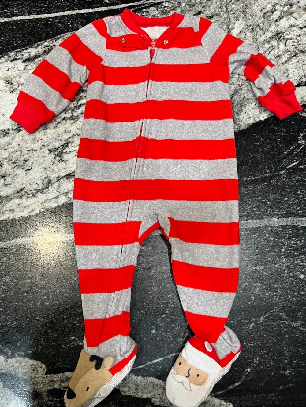 Just One You by Carter’s 12M Christmas Fleece Footed Sleeper | Reindeer Slippers